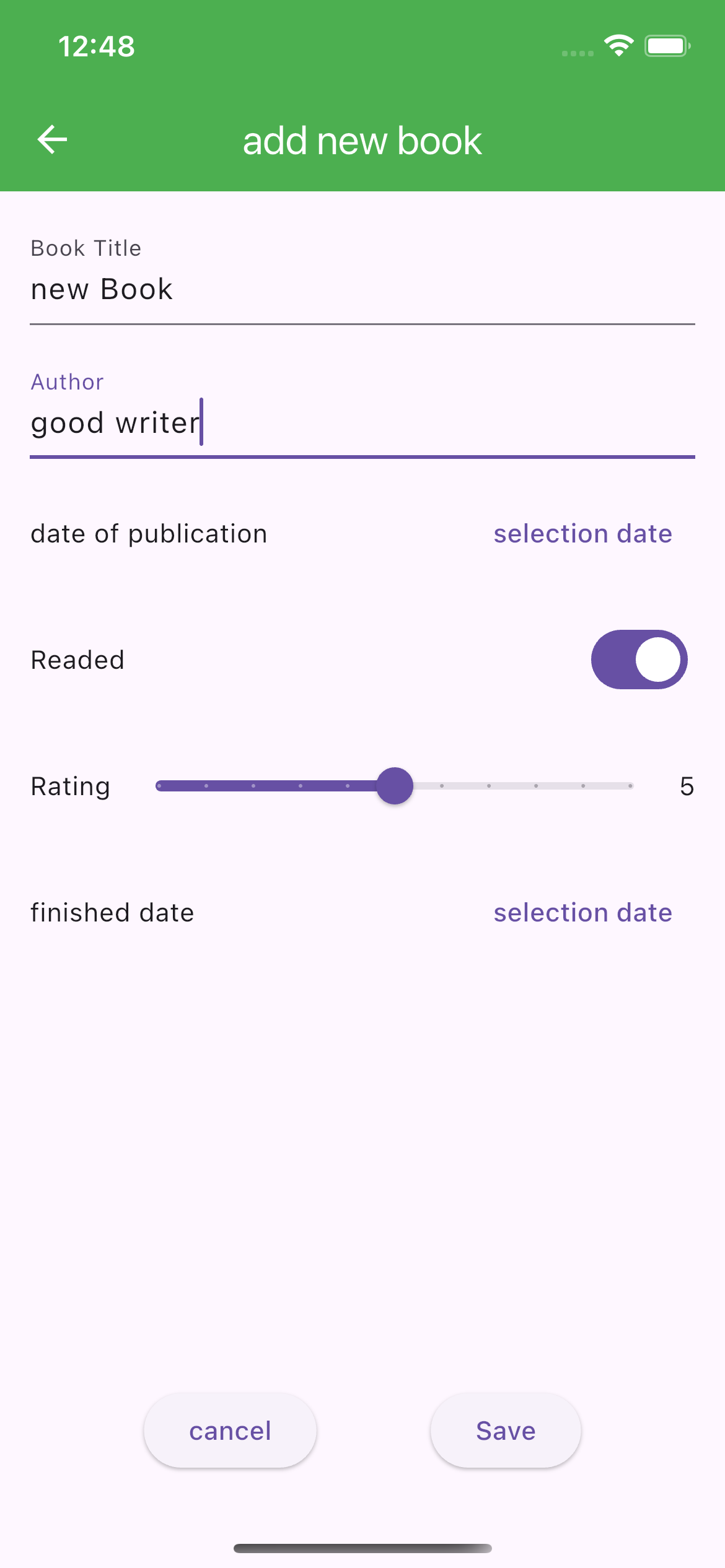 Screenshot: Neues Buch hinzufügen